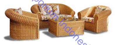 Rattan Wicker Sofa & Table